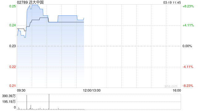 远大中国盘中涨超8% 预计全年净利润约3.2亿至3.8亿元