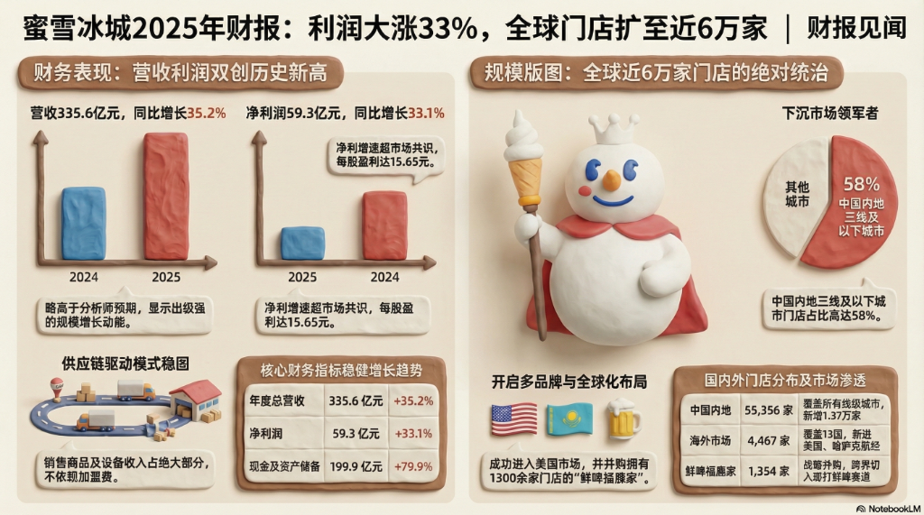 蜜雪冰城净2025年利润同比大涨33%，营收增长35.2%，全球门店扩至近6万家 | 财报见闻